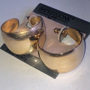 Impressions Gold Tone Vintage Retro Boho Hoop Earrings